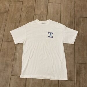 VTG Hanes Beefy-T T-Shirt Men L White USA Made Single Stitch 1995 Baseball Tee